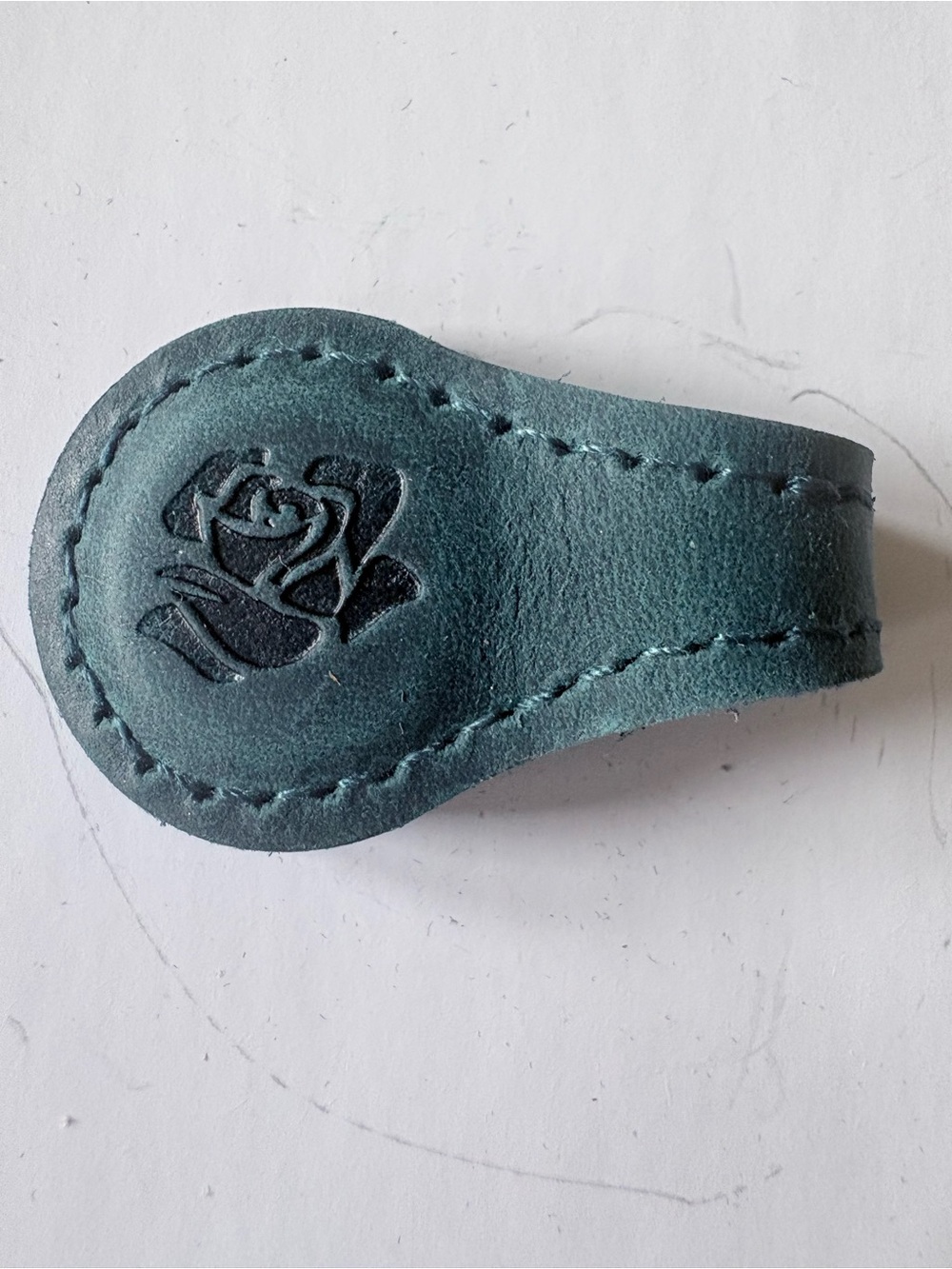 Teal Leather Rose Embossed Magnetic Book Mark